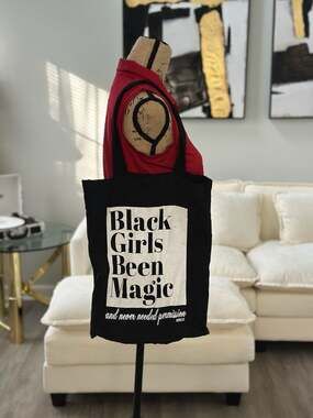Royaltee Black Girls Been Magic Canvas Tote Bag